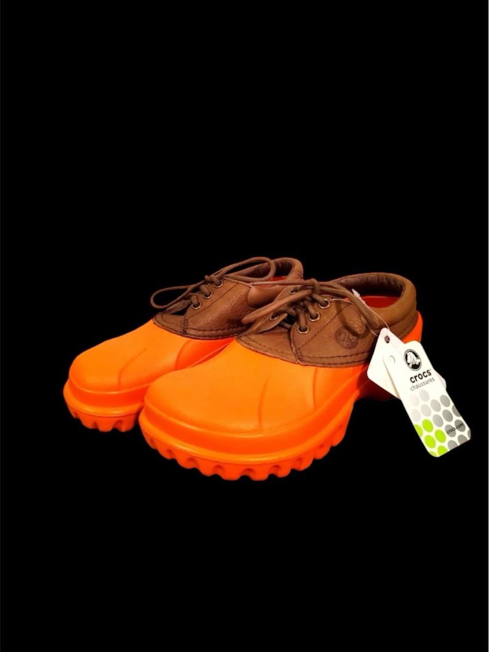 CROCS unisex leather Orange and Brown Lace-Up Hybrid shoes